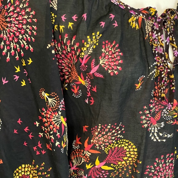 Lilka Anthropologie Black Bird Print Boho Chic Top - Picture 3 of 4